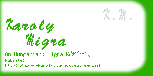 karoly migra business card